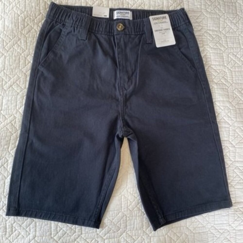 Levi Strauss Signature Gold Boys Black Uniform Shorts L 12/13 Drawstring Waist